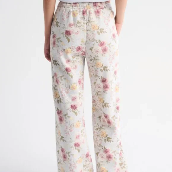 ABERCROMBIE & FITCH Women's High Rise Sunday Wide Leg Floral Sweatpants NWT - Picture 5 of 7